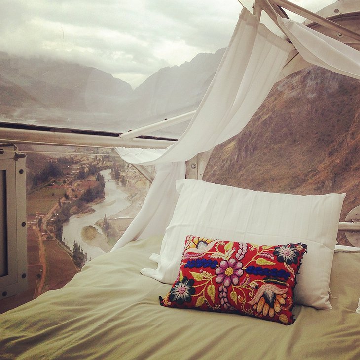 Skylodge Adventure Suites bed with majestic views