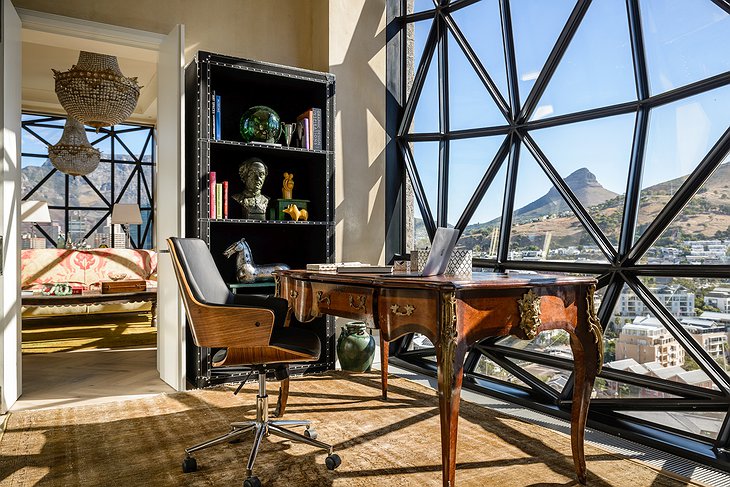 The Silo Hotel penthouse suite study room with Cape Town panorama