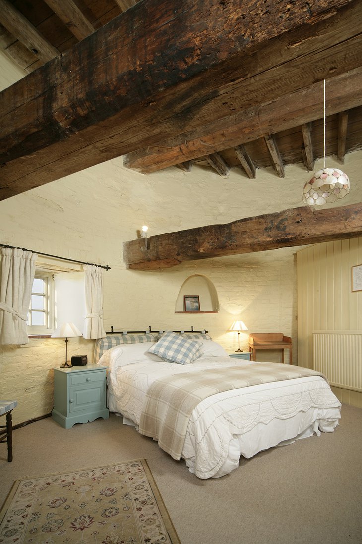 Cley Windmill room with wooden ceiling