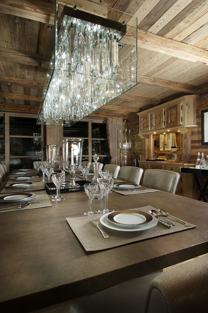 Grande Roche Chalet dinner room chandelier