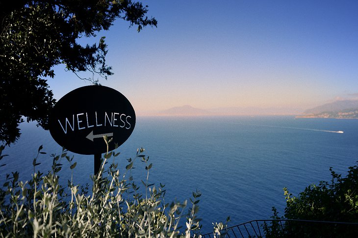 Wellness sign and sea view