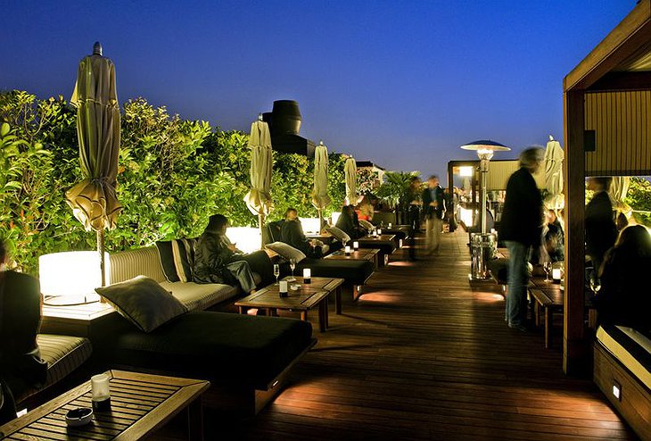 Hotel 1898 rooftop terrace at night