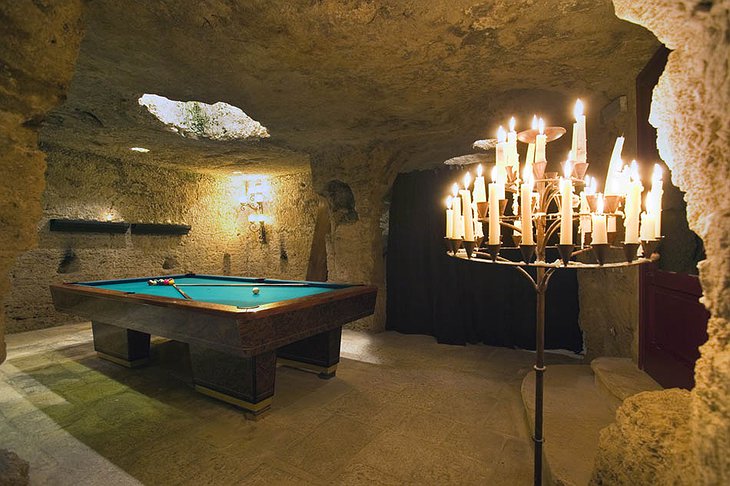 Billiard in the cave of Masseria Torre Coccaro hotel
