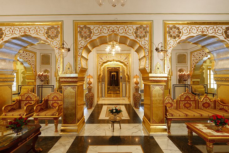 The Raj Palace golden interior