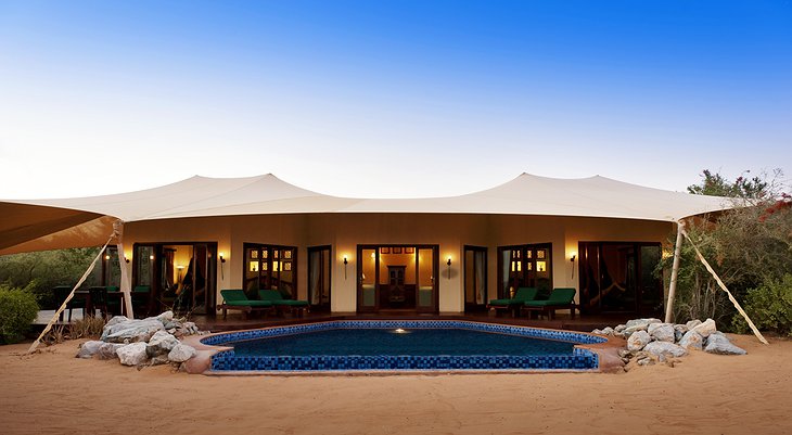 Al Maha Desert Resort tent with pool