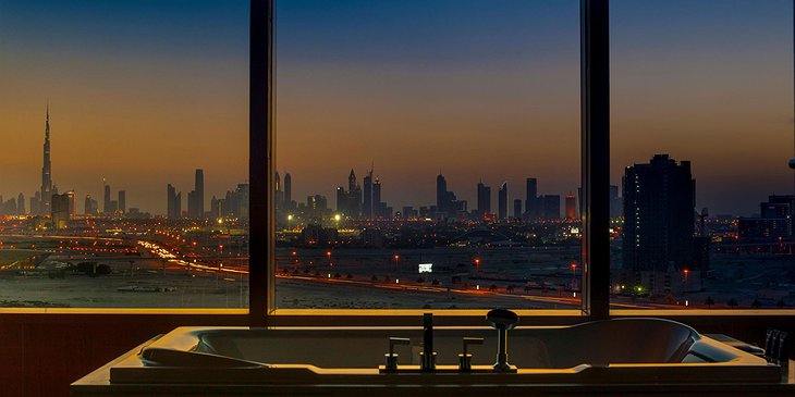 Dubai panorama from the bathtub
