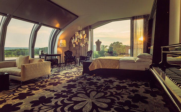 Kameha Grand Bonn room with panoramic Rhine River views