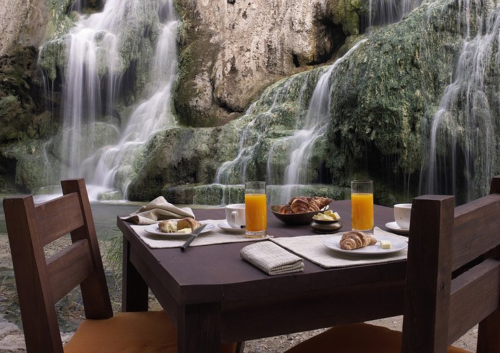 Breakfast by the waterfall