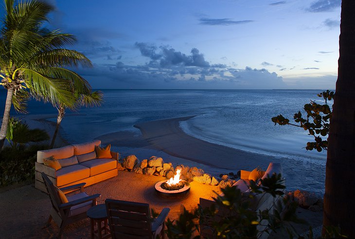 Little Palm Island Resort Outdoor Dining Next To A Fire Pit