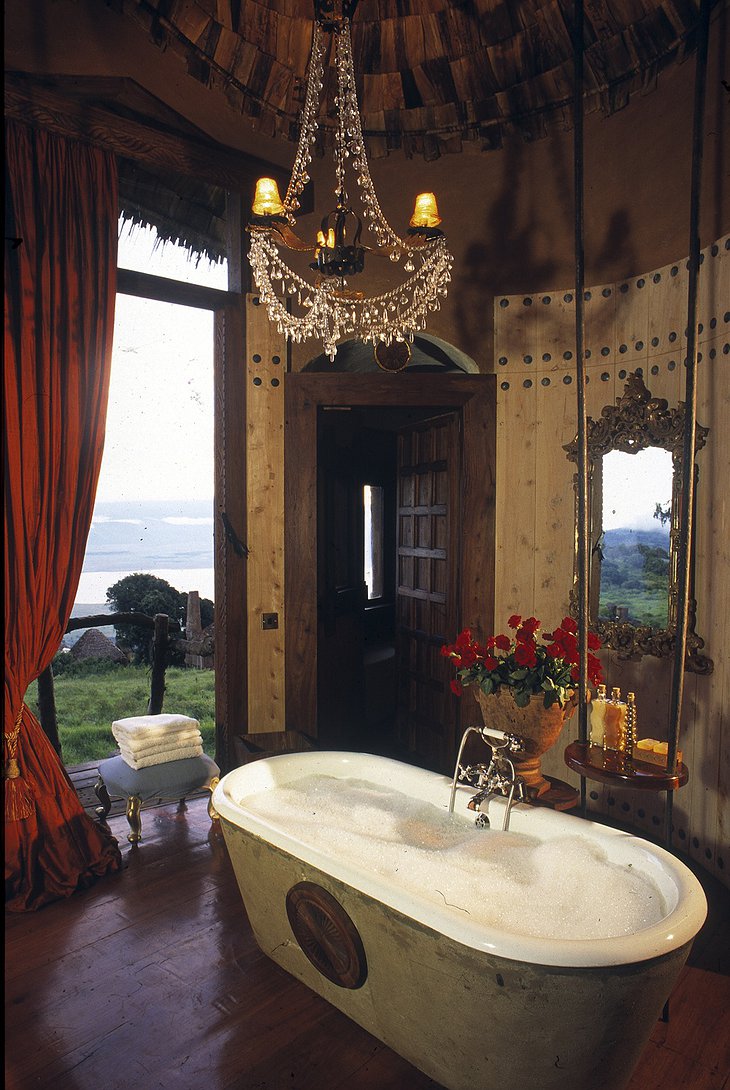 African luxury bathroom at Ngorongoro Crater Lodge