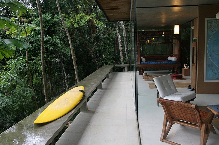 Surf board in the jungle house