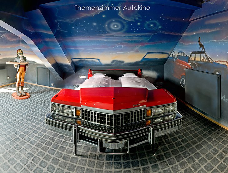 Room with Cadillac bed