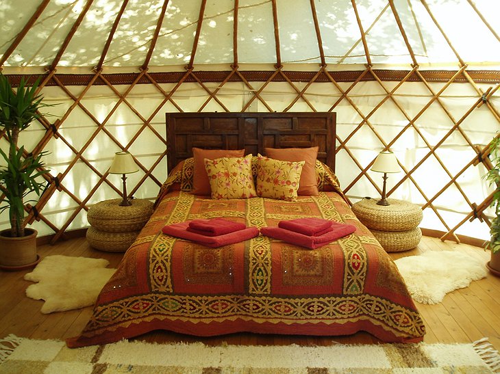 The Hoopoe Yurt Hotel Yaipur yurt interior