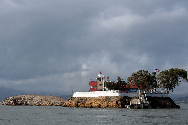 East Brother Light Station on an island