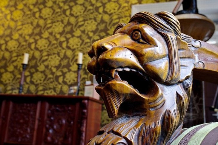 Wooden lion statue