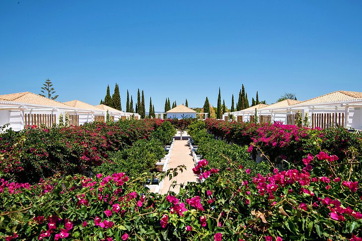 Vila Monte garden with flowers and suites