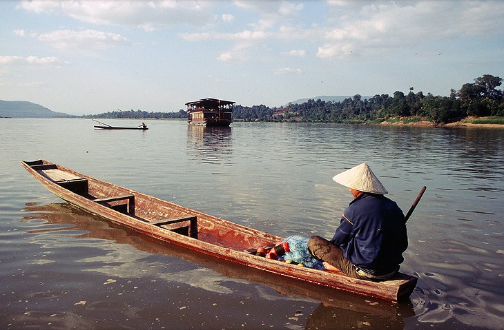 Vat Phou Boat on the Mekong