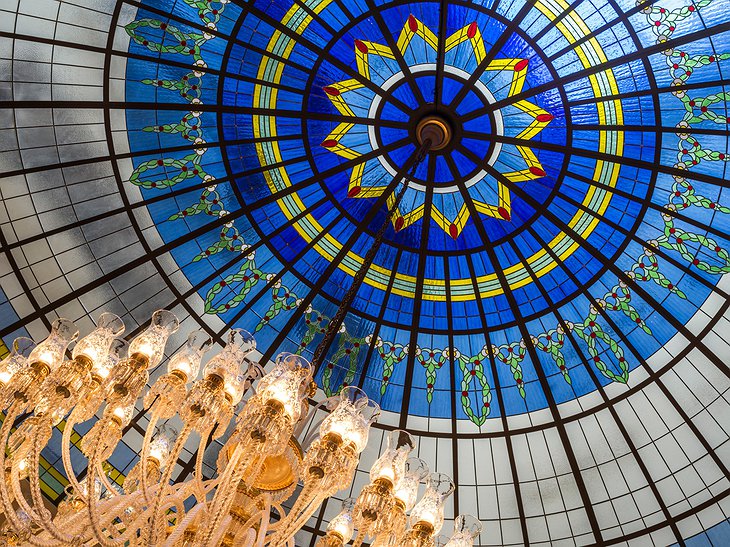 The Ritz-Carlton Hotel Budapest stained glass dome details