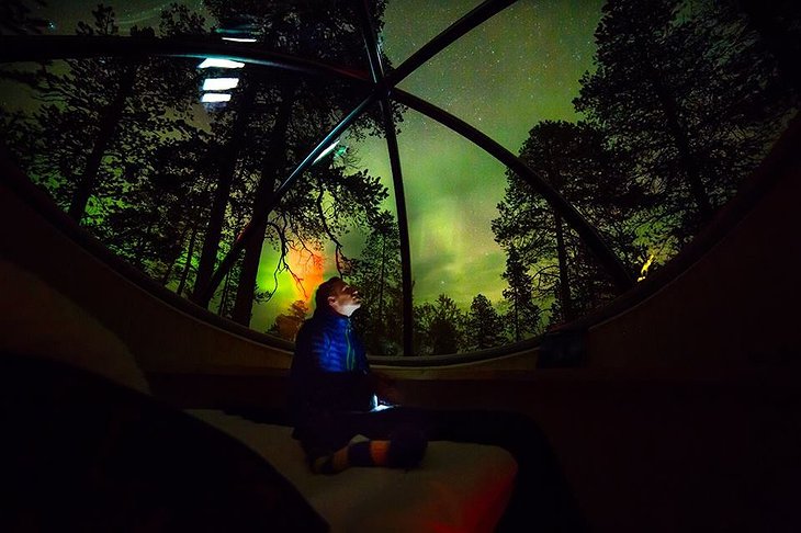 Inside the bubble at the Nellim Wilderness Hotel
