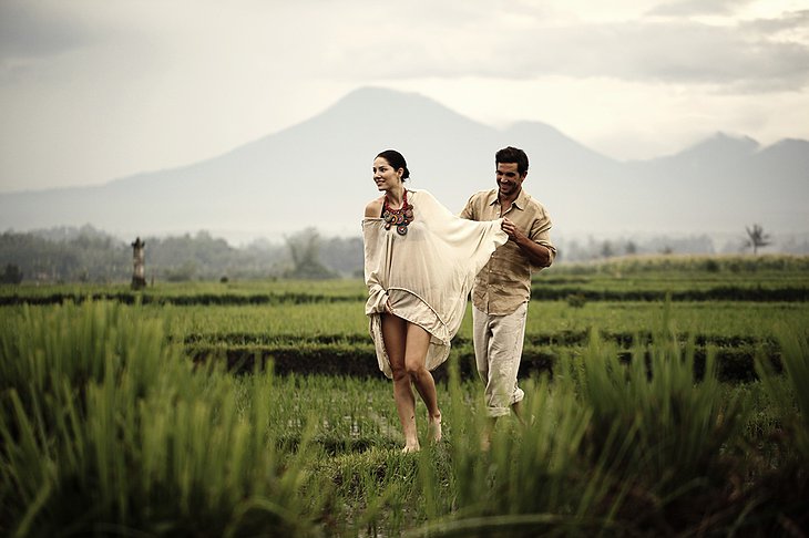 Sexy couple in the rice field