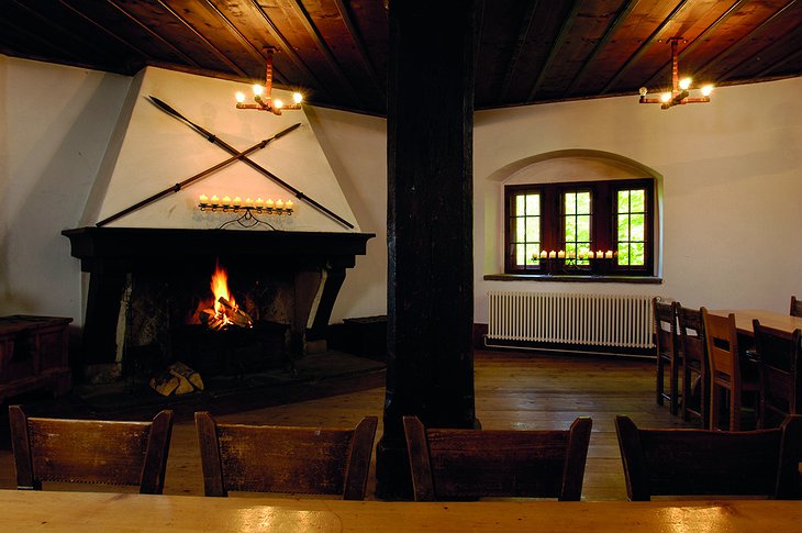 Youth Hostel Mariastein-Rotberg living room with fireplace