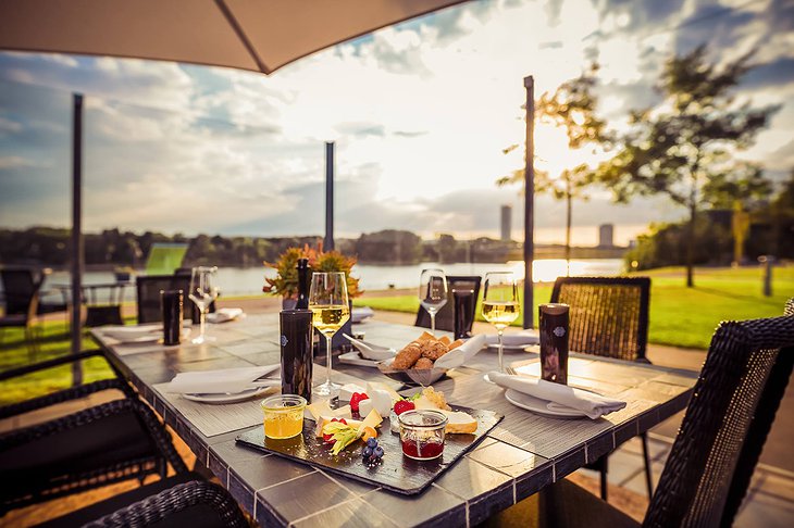 Kameha Grand Bonn dining with Rhine River views