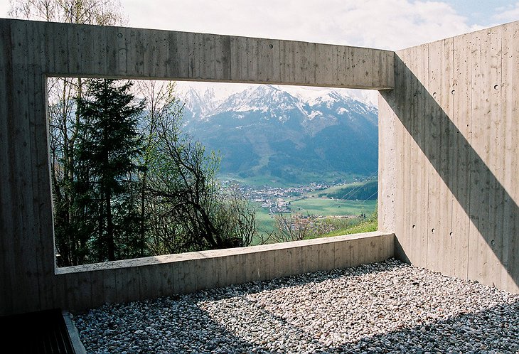 Aufberg 1113 concrete structure hole looking on the mountains