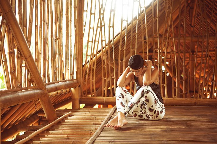 Girl in the bamboo hut
