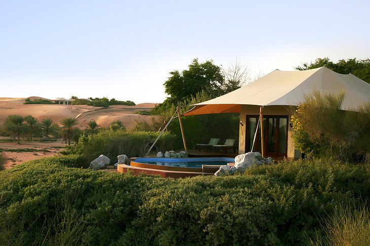 Tent with pool in the desert