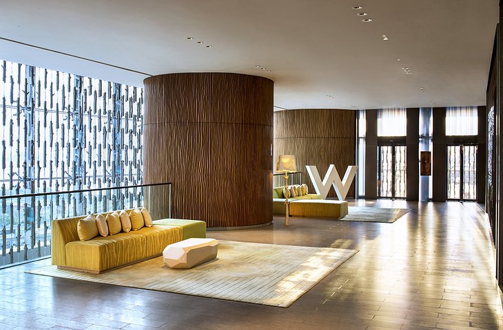 W Hotel Hong Kong foyer with huge W sign