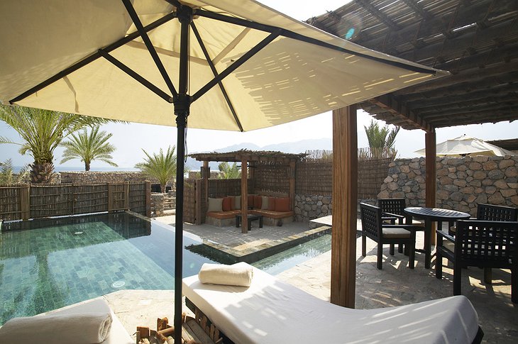 Six Senses Zighy Bay private terrace with swimming pool