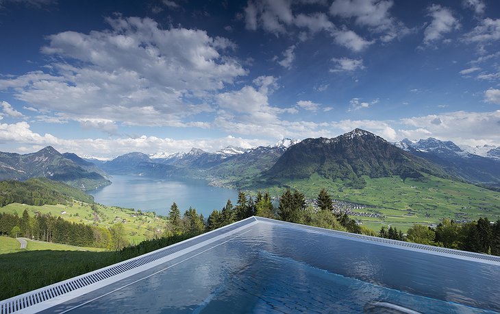 Infinity pool with Alps views