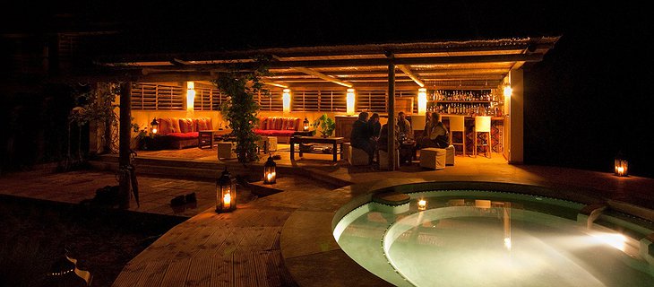 Plunge pool and bar at the night