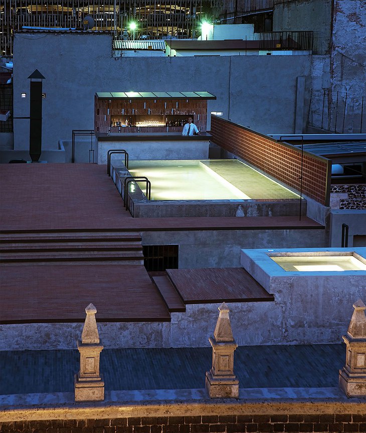 Rooftop terrace at night