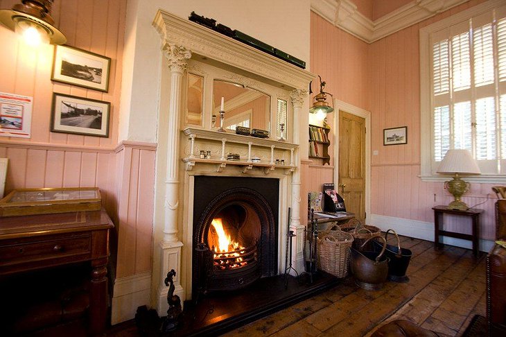 The Old Railway Station lounge fireplace