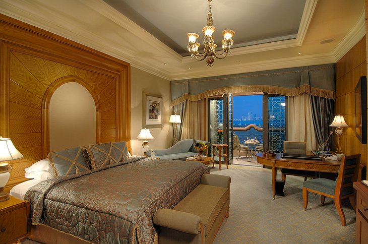 Emirates Palace luxury room with terrace and view on Abu Dhabi