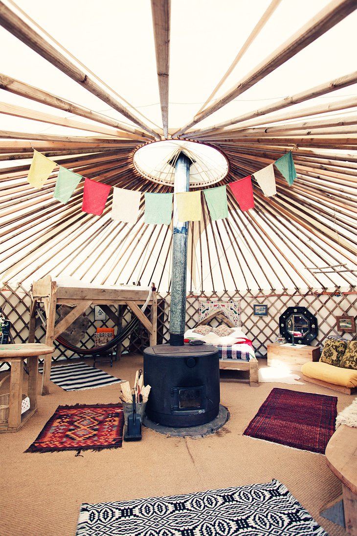 Black Mountains Yurt stove in the middle