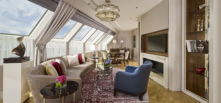 The Ritz-Carlton Hotel Budapest Chairman Suite living room on the top floor