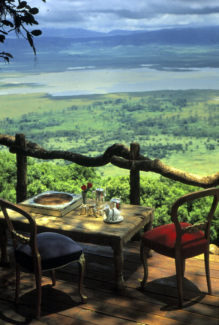 Ngorongoro Crater Lodge terrace