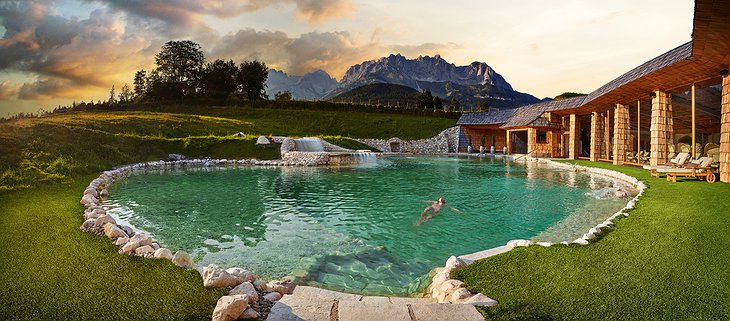 Green Spa Resort Stanglwirt Outdoor Pool with Alpine View