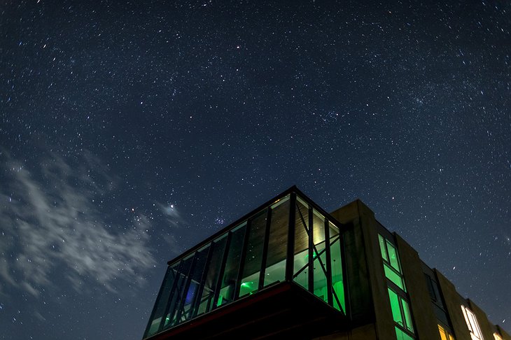 ION Adventure Hotel at night with stars above