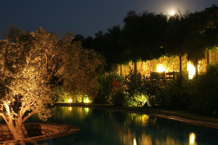Antik Zeytin Hotel pool at night
