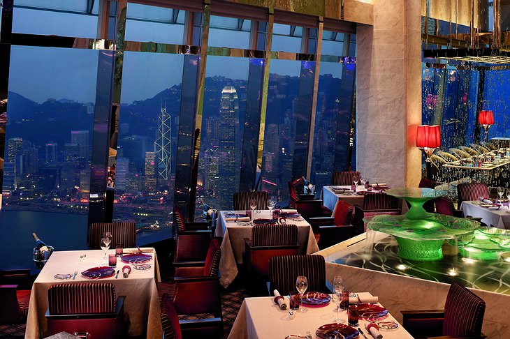 Tosca Restaurant at night with Hong Kong views