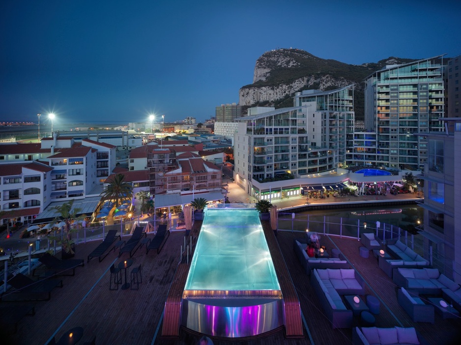 Sunborn Gibraltar AQUA Pool Deck in the Evening