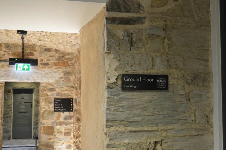 The Bodmin Jail Hotel Signs Leading to the Cells