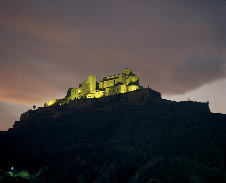 Parador de Cardona on the Hilltop at Night
