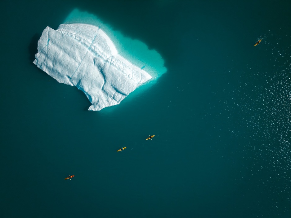 Camp Kangiusaq Kayak among Icebergs