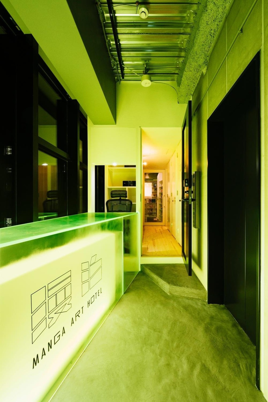 Manga Art Hotel Neon Glowing Reception