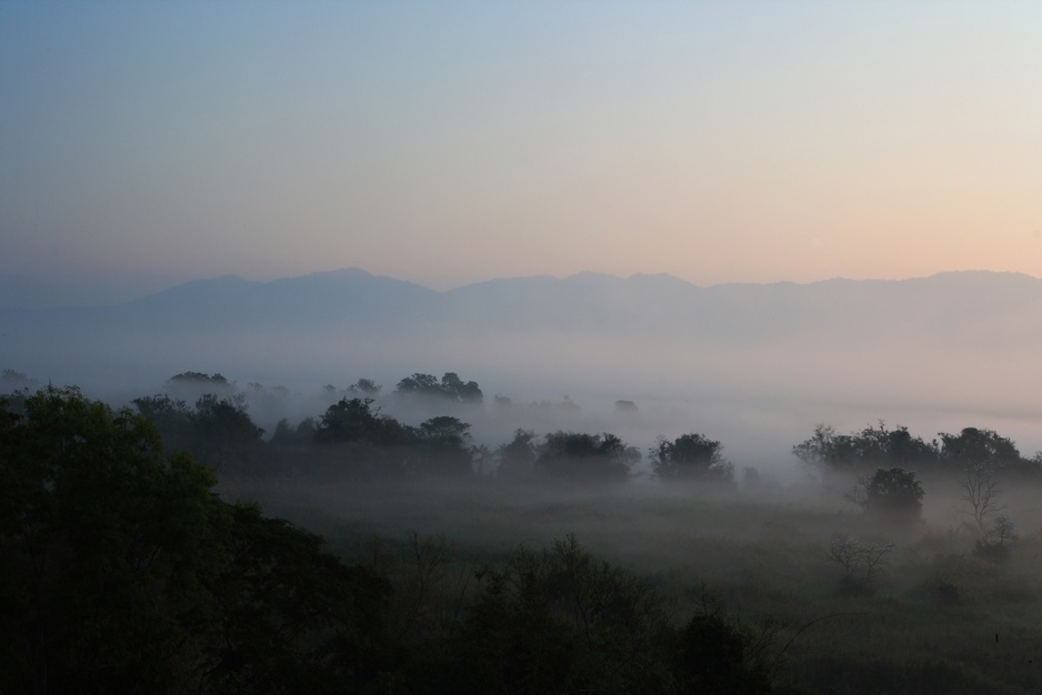 Early morning mist at the border of Myanmar, Thailand and Laos