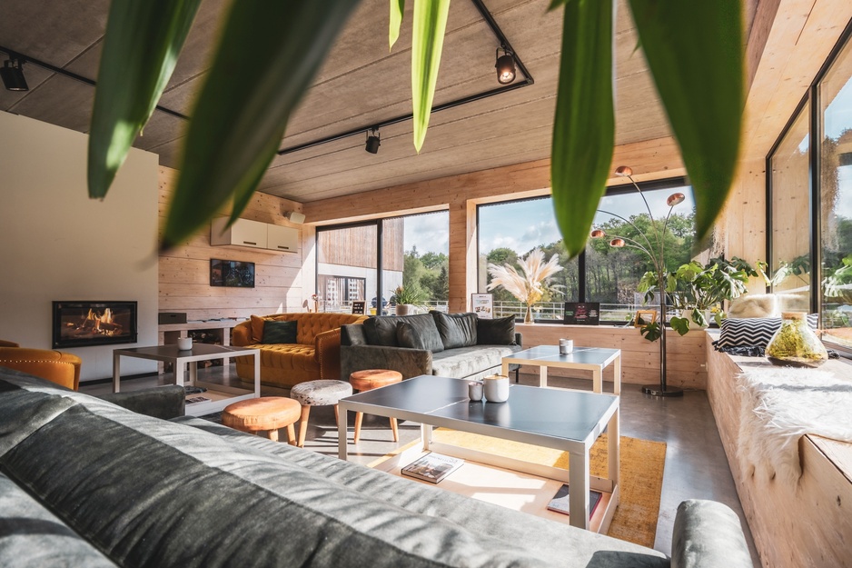 Daft Hotel Lounge with Fireplace